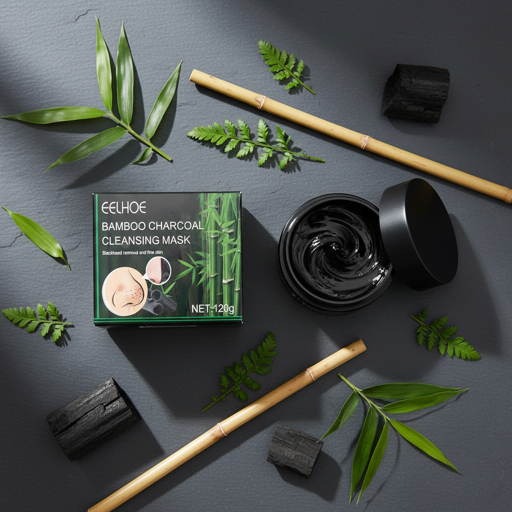 Deep Cleansing Charcoal & Bamboo Mask flatlay premium