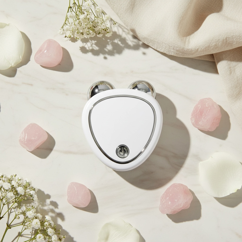 Advanced EMS Facial Lifting & Contouring Device flatlay premium
